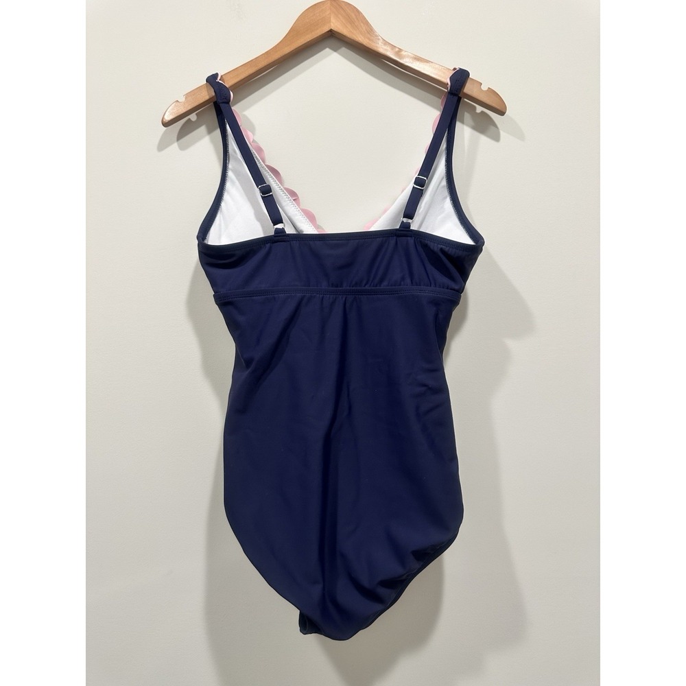 Draper James Scalloped Navy Blue Pink Swimsuit Large - Picture 4 of 4